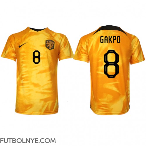 Camiseta Países Bajos Cody Gakpo #8 Primera Equipación Mundial 2022 manga corta